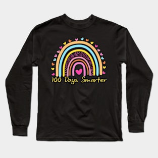 100Th Day Of School Teacher 100 Days Smarter Rainbow Long Sleeve T-Shirt